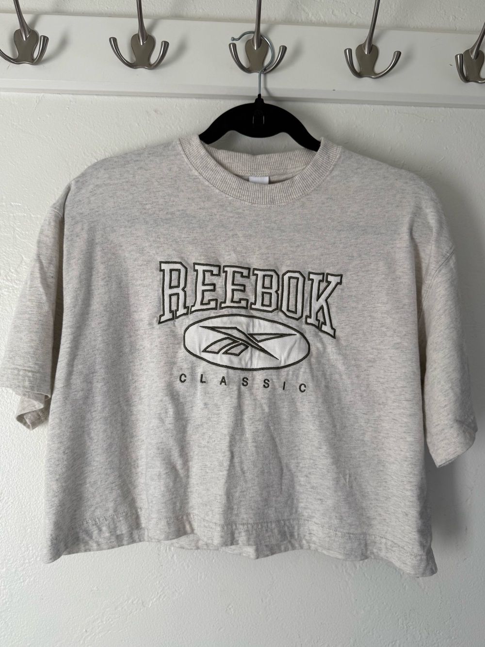 Reebok Light Gray Cropped Logo Tee
